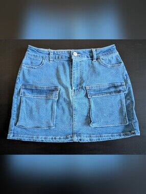 Love Tree Cargo Pocket Denim Mini Skirt - Blue